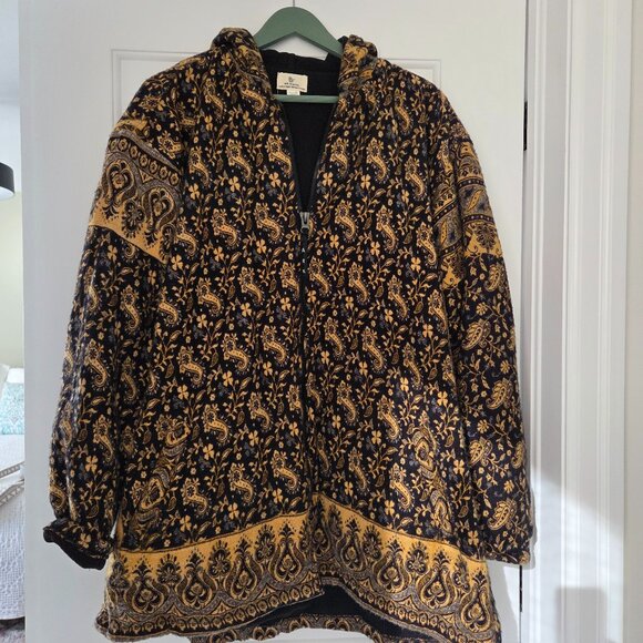 Hooded boho fleece lined jacket from Ark Imports. Size M/L Zippered front - Picture 1 of 6
